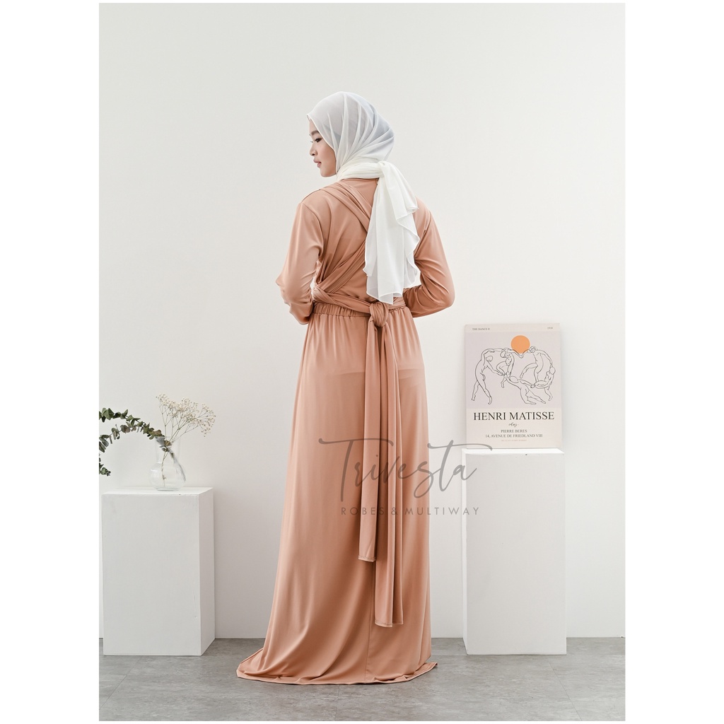 MAXI BERHIJAB  | NUDE | MULTIWAY INFINITY CONVERTIBLE DRESS | FREE  MANSET&amp; SPECIAL LONG SCRAFT