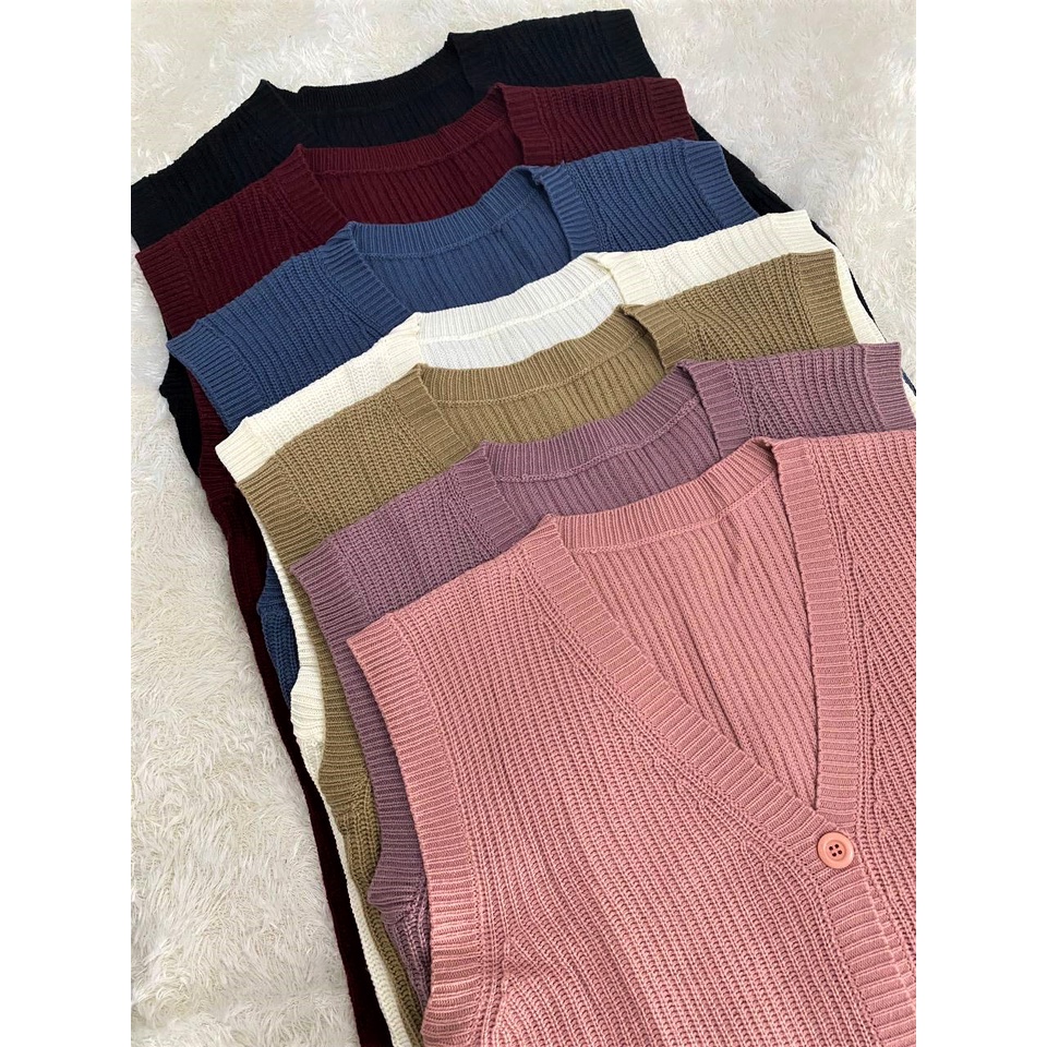 Rompi Panjang Wanita Vest Rajut Tunik Tebal Premium