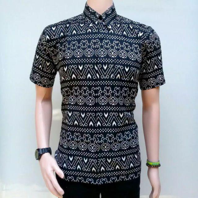 Kemeja Batik Fashion Motif Monocrome Semut Lengan Pendek