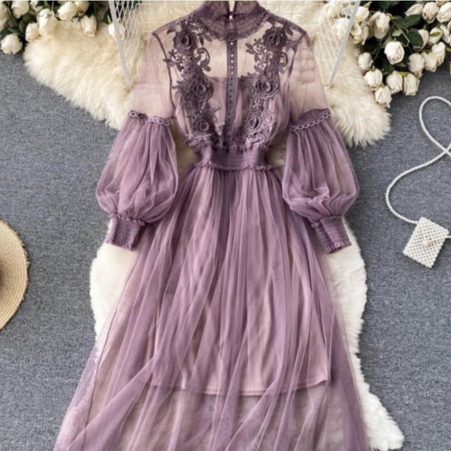 BRIDESMAID TILE MIDI DRESS IMPORT KOREAN LOOK ALL SIZE PARTY DRESS