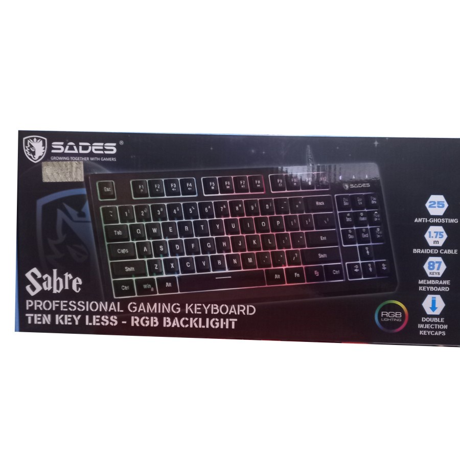 Sades Sabre TKL RGB Gaming Keyboard - Hitam