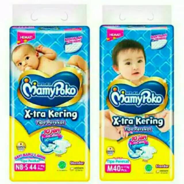 Mamypoko standart xtra kering tipe perekat NB-S44 / M40pcs