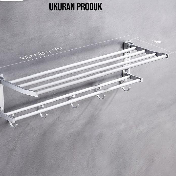 【GOGOMART】Rak Handuk / Rak Kamar Mandi 2 Susun / Jemur handuk - Aluminium