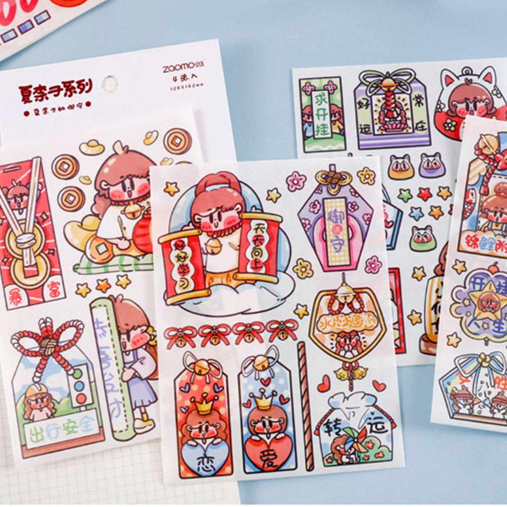 Agustina Kawaii Stiker Kawaii 4lembar Alat Tulis Sekolah Jurnal Aksesoris Scrapbooking Self Adhesive Kawaii Stationery Sticker