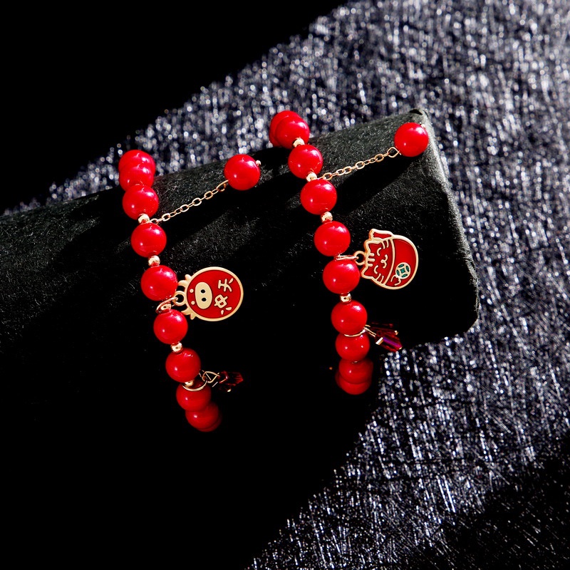 2021 Tahun Baru ox bola gelang wanita retro merah gelang girlfriends' hadiah pacar hadiah fashion