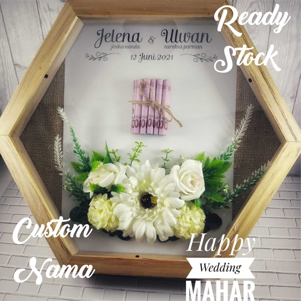Tempat mahar pernikahan bingkai 3d rustic
