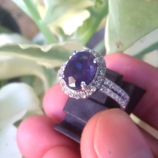 Cincin berlian eropa blue safir lady day