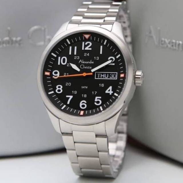 Jam Tangan Pria Alexandre Christie AC 6539 Silver Black