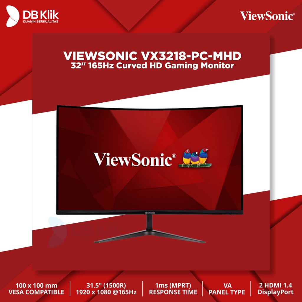 LED Monitor Gaming Viewsonic VX3218-PC-MHD 31.5 Inch 165Hz FHD HDMI DP