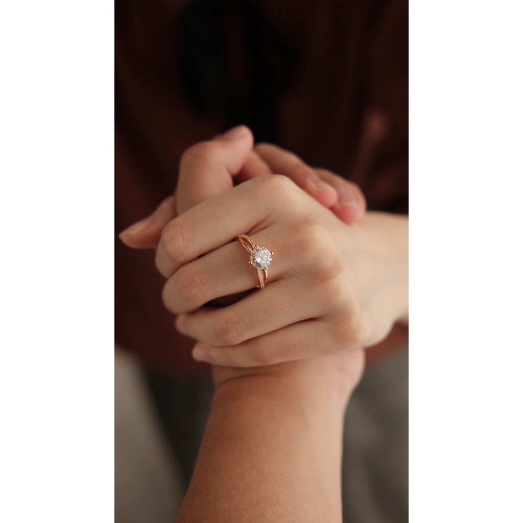 ELLE - Cincin Tunangan Cincin Sterling Silver Ring Titanium Stainless Steel Anti Karat 051