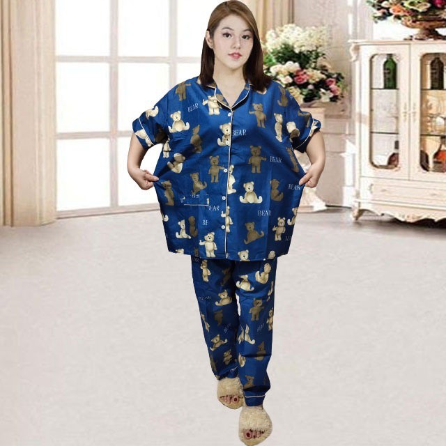 PIYAMA CP JUMBO SIZE XXL/KARAKTER/PIYAMA CPJUMBO STARMOON/BAJU TIDUR-TEDDY BEAR NAVY