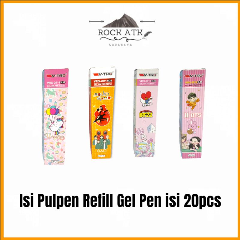 

V-TRO REFILL GEL PEN (Kotak) - ISI PULPEN BOLPOIN BALLPOINT GEL FANCY LUCU 20 PCS