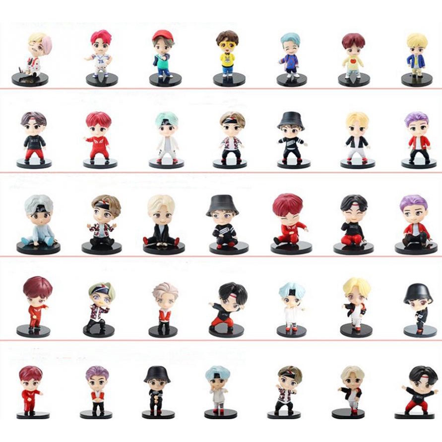 7pcs /set BTS TinyTAN Mini Figure Bangtan Boys Groups Anime Mainan Boneka Idol PVC Model Ornamen Kpop In Stock New Arrival LY