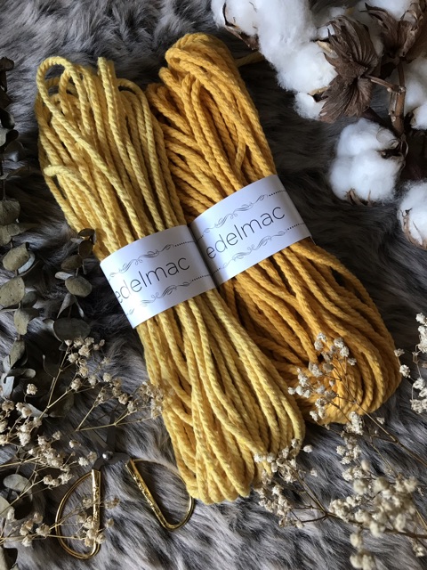 Ecer 20m Tali | Benang Katun Macrame Kuning 4mm Twist