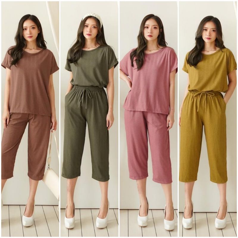 ❣️ SPECIAL PRICE ♡ PREMIUM ♡ REAL PIC ! DYLLYS 2 IN 1 COMFY RIB TEXTURE SET BLOUSE WITH PANTS / SETELAN TEKSTUR ATASAN &amp; CELANA