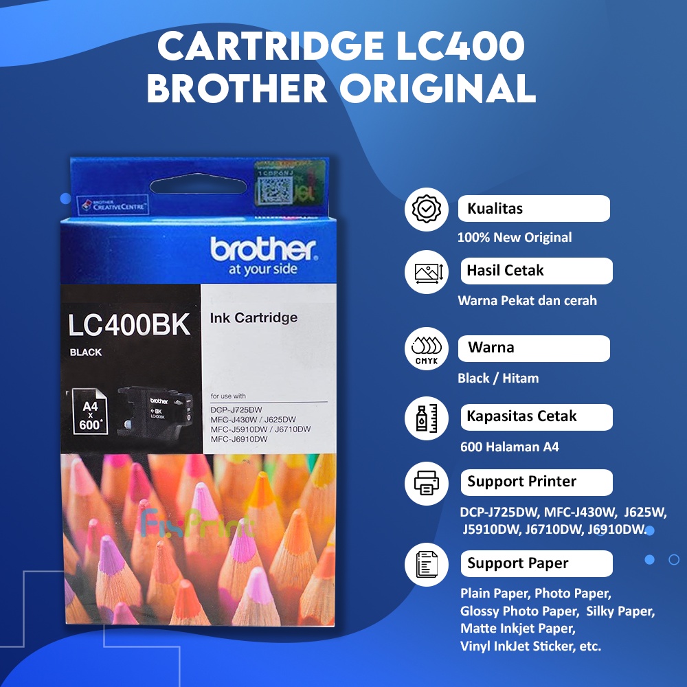 Cartridge Tinta Brothr LC400 LC-400 J430W J625W J5910DW J6710DW J725DW