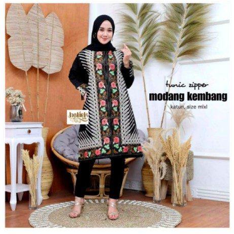 Couple Tunik Zipper Nikita Batik Sarimbit Modern Tunik Casual Kantor Kerja Kondangan Cantik