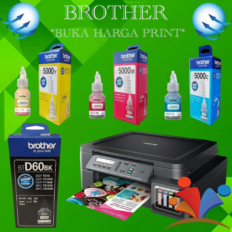 Tinta Refill Brother BTD60Bk [108ml] &amp; BT5000c, m, y [48.8ml]