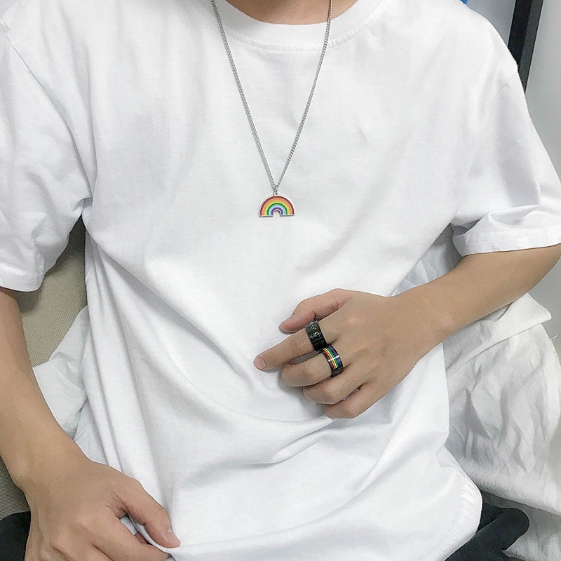 Kalung Liontin Bunga Matahari Warna Pelangi Gaya Hip Hop Punk Korea Untuk Pria Dan Wanita