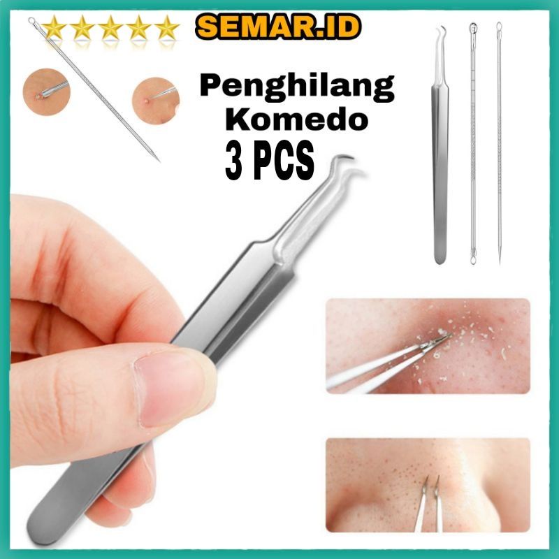 Alat Pencabut Komedo Penghilang Jerawat / Alat Pencetan Jerawat 3 Pcs