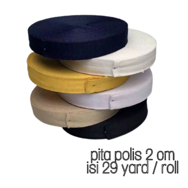 Pita Tali Polos Semi Webbing Bahan Polister 2cm Untuk List Celana Dan Perlengkapan Jahit lain Nya