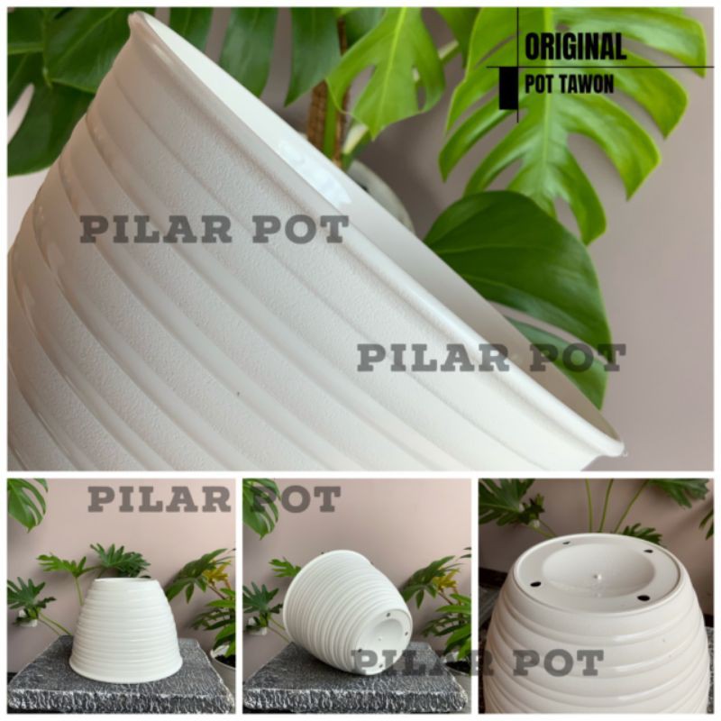 Pot bunga tanaman motif tawon putih 21 cm - tawon asli