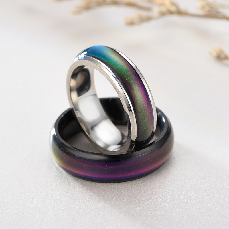 Cincin Baja Titanium 316L Pria dan Wanita / Cincin Perubahan Suhu Mood / Cincin Kasual / Cincin