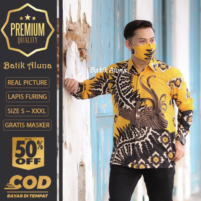BATIK PRIA LENGAN PANJANG MEWAH PREMIUM ALUNA PRABUSENO SHANGHAI KERIS KEMEJA BATIK ACARA NIKAHAN KE