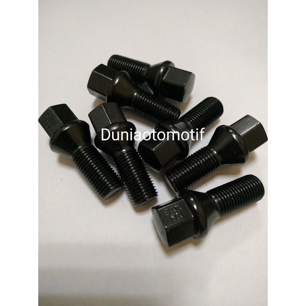 Baut Roda Mercy Atau VW 14mm x 1.5 Hitam Panjang Ulir 2.8 Cm