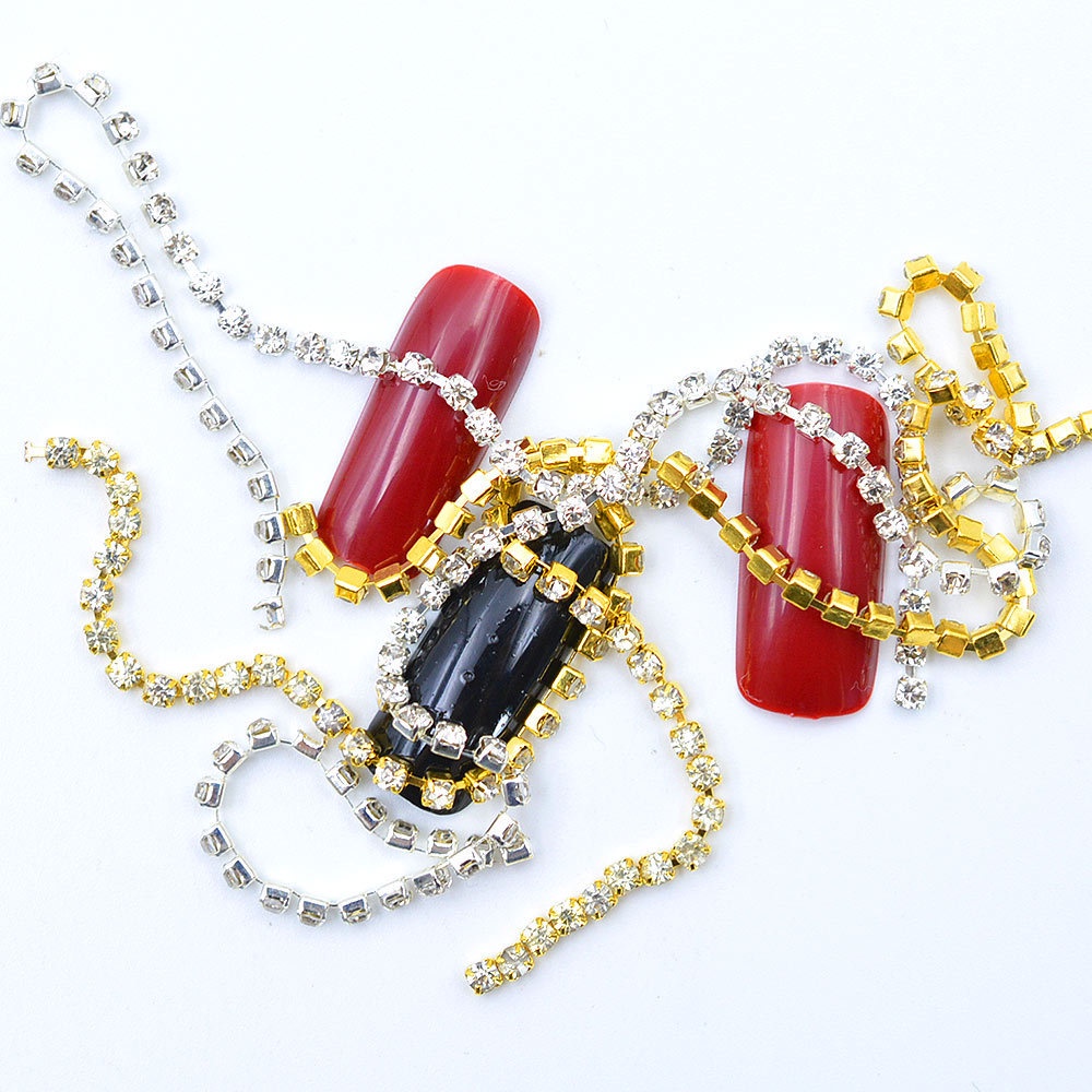 Mxbeauty Rantai Berlian Imitasi 3d Aneka Warna Bahan Metal Gaya Jepang Untuk Dekorasi Nail Art