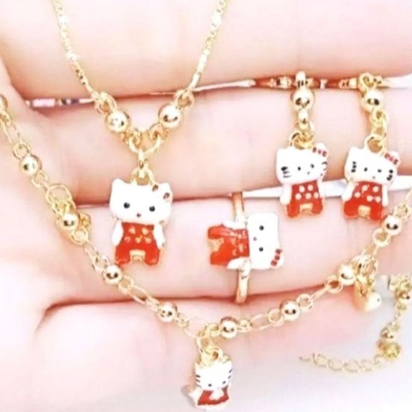 BISA COD [Star] BAYAR DI TEMPAT!!!kalung set lengkap anak set hello kitty#1 random