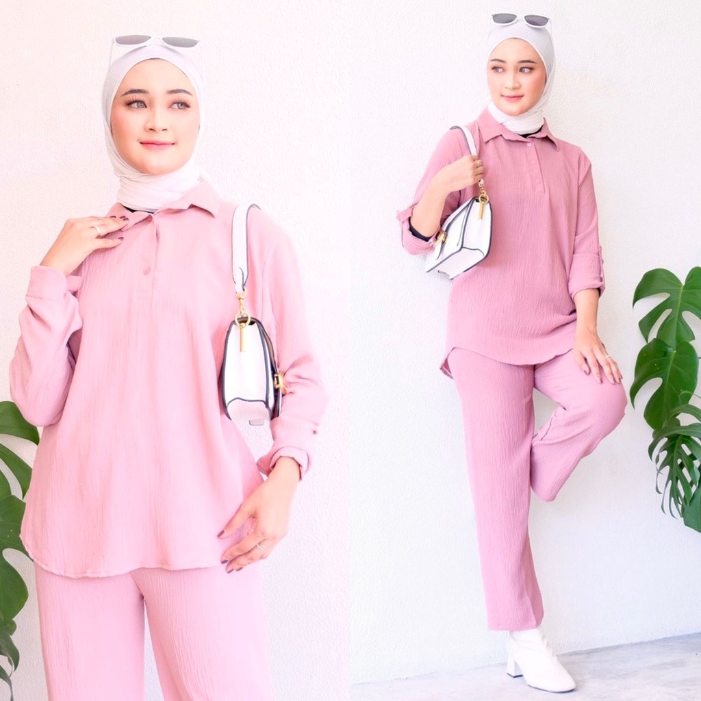 1KG MUAT 3SET | ISYAFA DAILY SET ONESET CRINKLE PREMIUM OUTFIT ALA SELEBGRAM HITS FASHION GROSIR WANITA TERMURAH