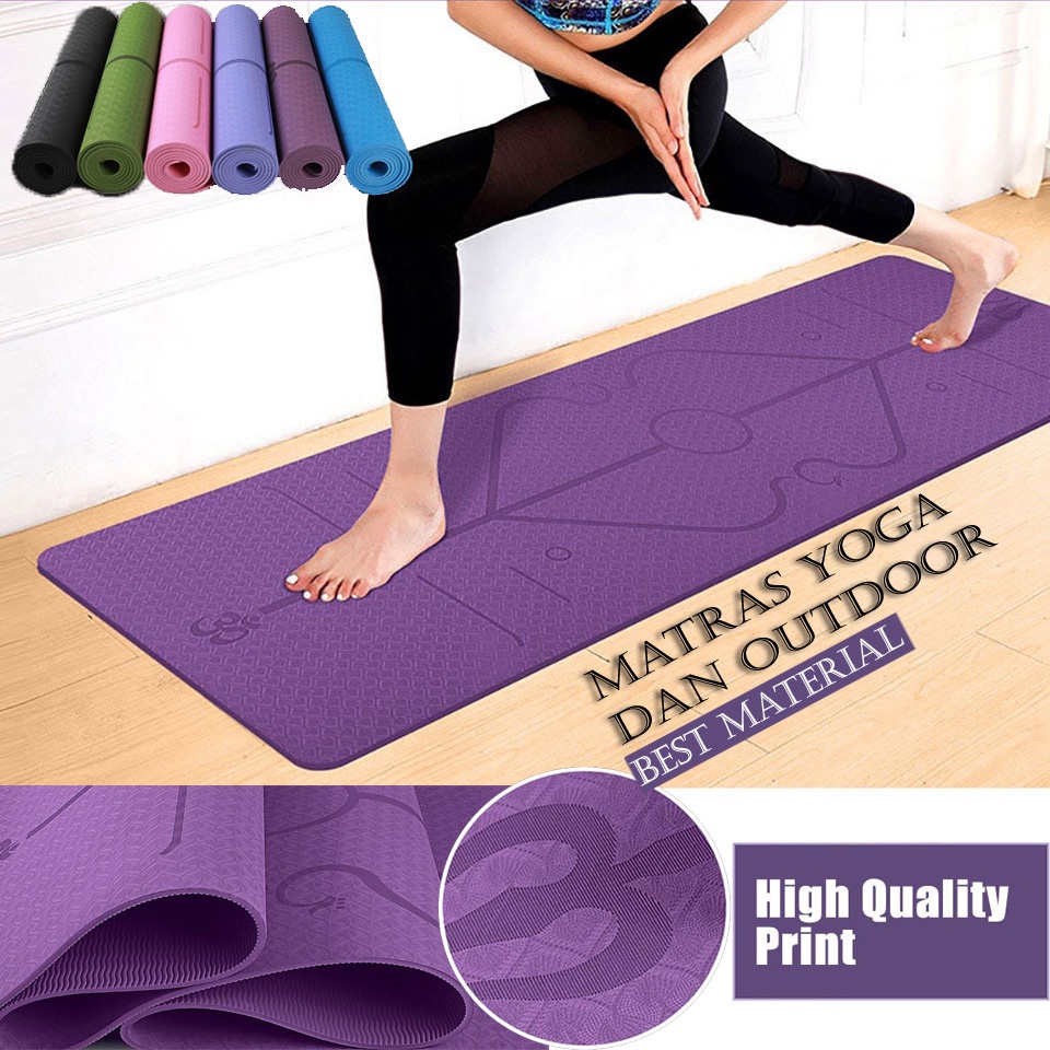 TERLARIS Karpet Yoga Anti Slip TPE 183 x 61 CM 173 x 61 CM - Alat olahraga - Alat Olahraga dirumah - Alat olahraga fitnes gym - Alat fitnes rumahan - Alat Olahrga Yoga - Peralatan olahraga dirumah - Matras yoga tebal murah - Matras yoga original