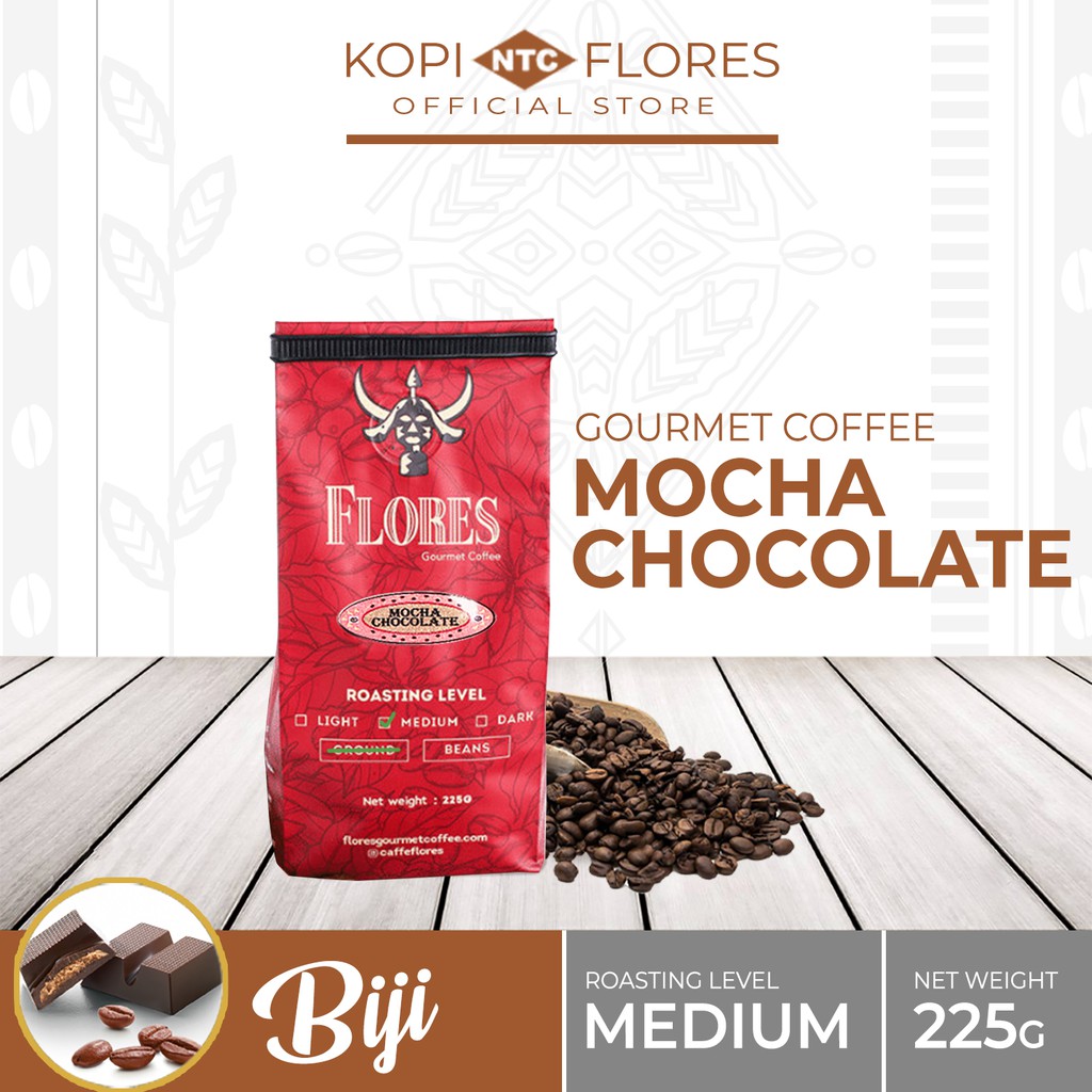 

FLORES Gourmet Coffee Mocha Chocolate 225 Gram Kopi Biji