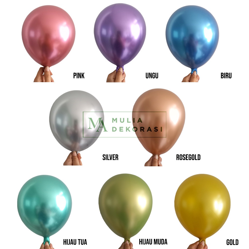 Balon Metalic Chrome 12 inch Per Pack 50pcs Grosir Murah Aksesoris Ulang Tahun