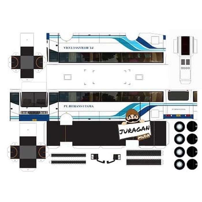 DIY Miniatur Bus Bitrans Utama Papercraft Lembaran