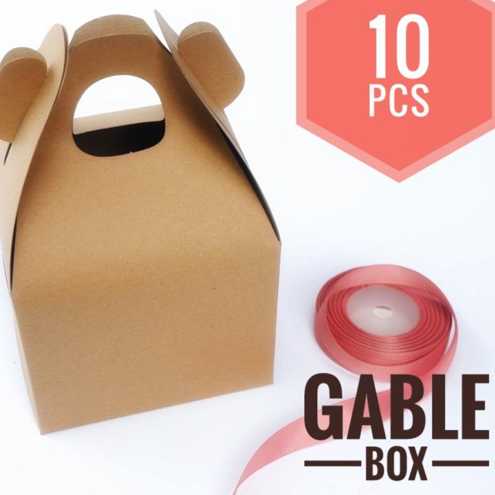 

10 PCS GABLE BOX KRAFT / hampers box / toples box / box Kraft 360gr, 14.5 x 14.5 x 23 cm Trendy