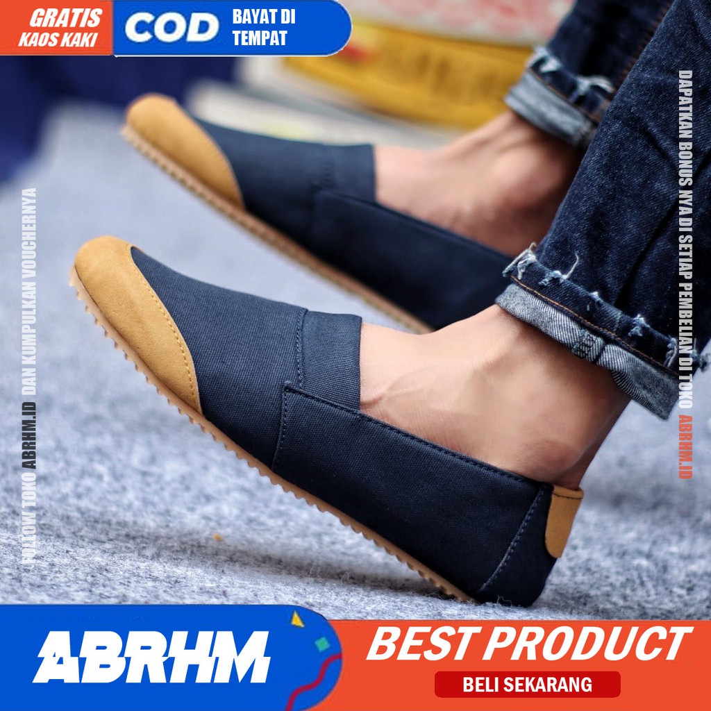 ABRHM X KEN Sepatu Slip On Pria Casual Original Santai Gaya Keren Kekinian Original Murah Terlaris