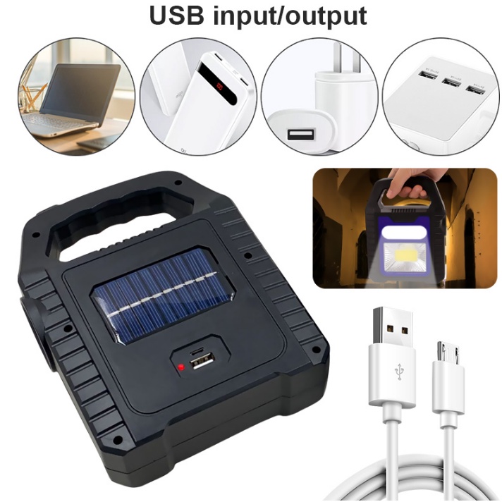 3 in 1 Solar Light USB Pengisian Rechargeable COB LED Camping Lamp Lampu Lentera Tahan Air Senter Darurat