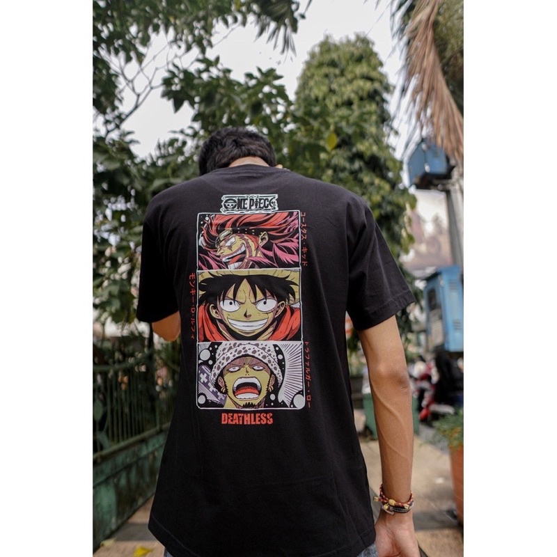 kaos one piece anime monkey D luffy hitam