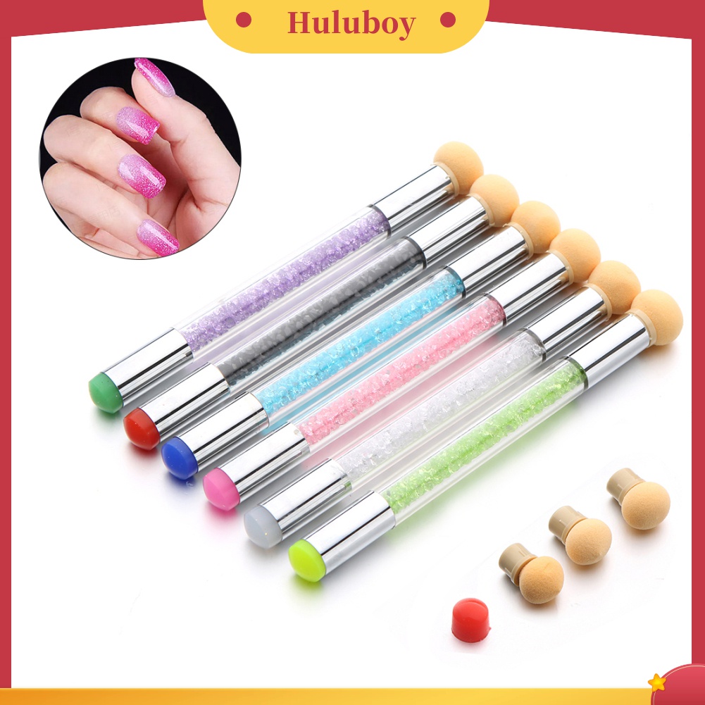 Huluboy Huluboy♡ Brush Spons Silikon Dua Sisi Untuk Shading / Melukis Kuku