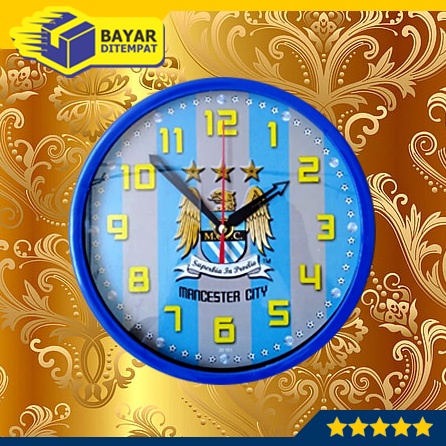 Jam Dinding Tempel Tembok Dinding Manchester City Wall Clock Sepak Bola Foot Ball Murah Grosir Hiasan