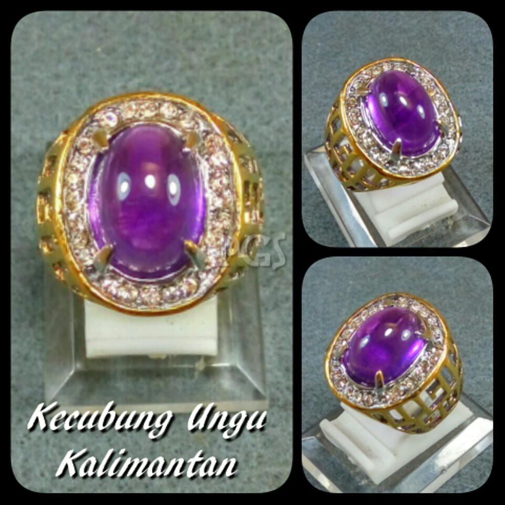 CINCIN BATU AKIK NATURAL KECUBUNG UNGU PANGKALAN BUN KALIMANTAN