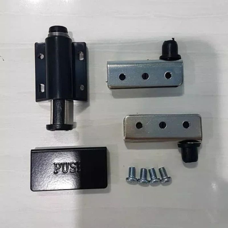 SET engsel kaca jepit + magnet + push single engsel pivot kaca
