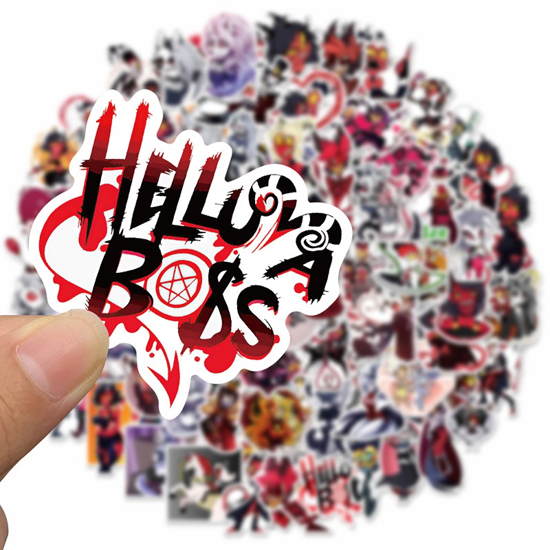 100pcs Stiker Helluva Boss Kartun Anti Air Untuk Laptop / Skateboard / Gitar