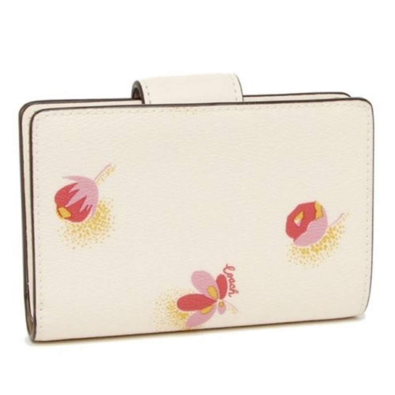 Coach Medium Corner Zip Wallet With Floral Printa (C6439)