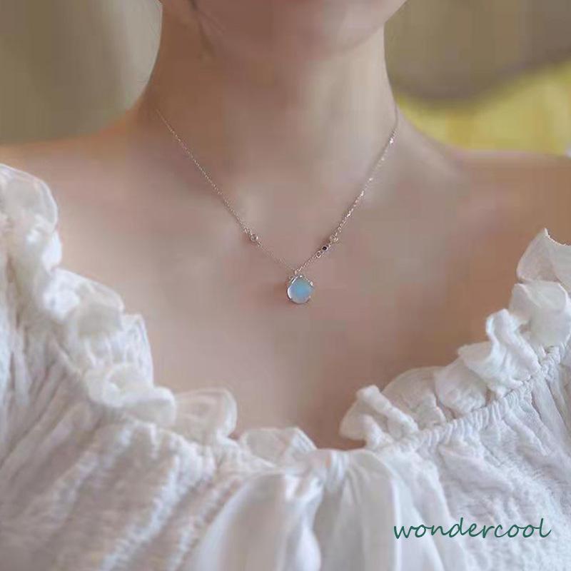 Moonstone Firefly Kalung Wanita Senior Rantai Klavikula Siswa Hadiah Ulang Tahun Desain Niche-Won