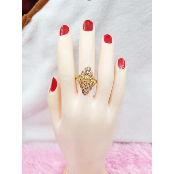 CC878M375M cincin model love daunan kombinasi emas putih berat 2.250 no 17 d 2 kadar 70% 16k