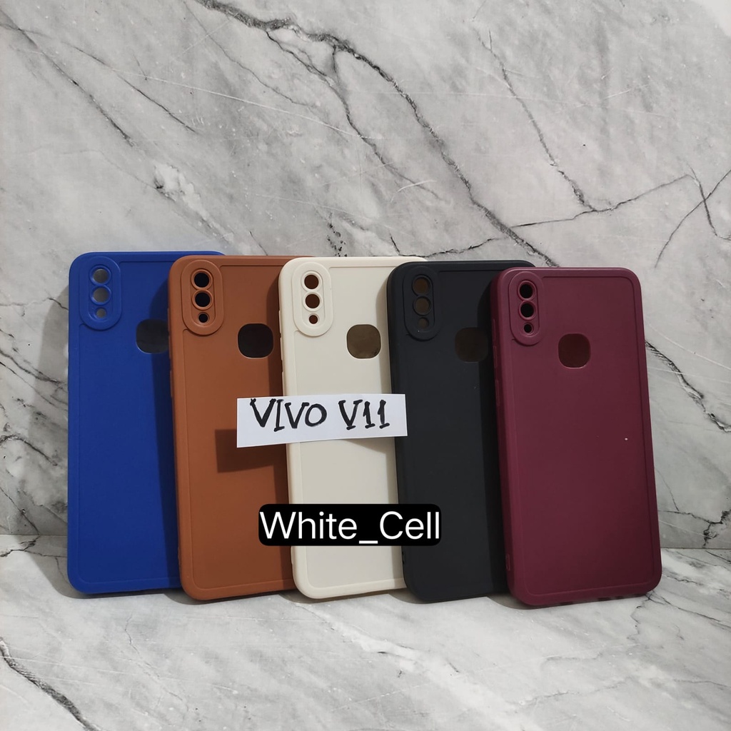 SoftCase ProCamera Silicon Matte Case Full Cover Vivo V11 V11i V15 V21E V21 4G V23 5G V9  White_Cell