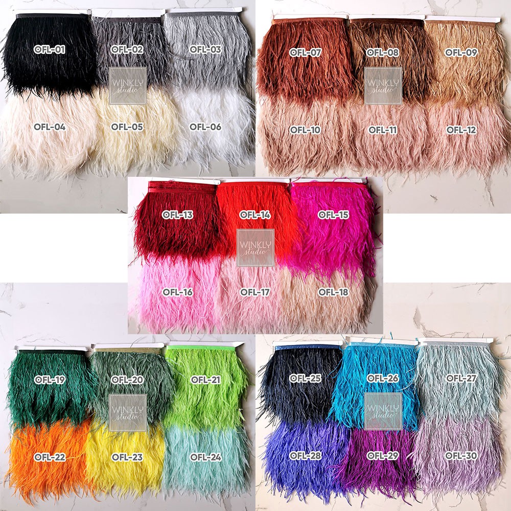 Bulu Ostrich Tinggi 10cm - 15cm Ostrich Feather 10-15cm Renda Ostrich Panjang A